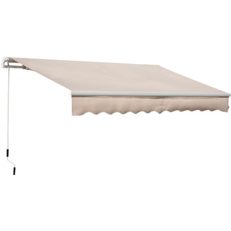 Outsunny Tenda da Sole a Bracci Avvolgibile con Manovella 295x200cm Beige