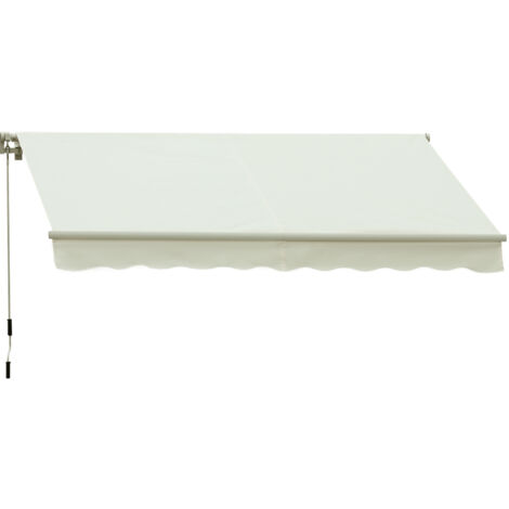 Outsunny Tenda da Sole Avvolgibile a Caduta Manuale, 3x2.5m Bianco