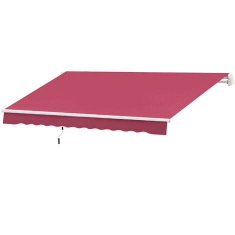 Outsunny Tenda da Sole Avvolgibile a Caduta Manuale, 3x2.5m Rosso Scuro