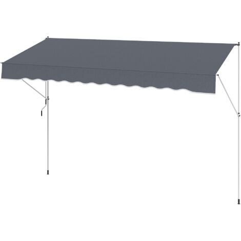 Outsunny Tenda da Sole Avvolgibile con Manovella e Telescopica 4x1.2m Grigio