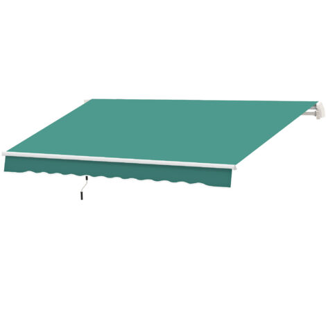 Outsunny Tenda da Sole da Esterno Avvolgibile Impermeabile Verde Scuro, 3x2.5m