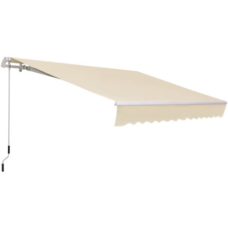 Outsunny Tenda da Sole Avvolgibile per Esterno con Manovella 350x250 cm Crema
