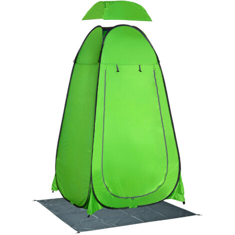 Outsunny Tenda Doccia da Campeggio Spiaggia ed Esterni, Spogliatoio Portatile con Porta a Cerniera, Borsa per Trasporto e Tasca Portaoggetti, 126x124x189 cm, Verde