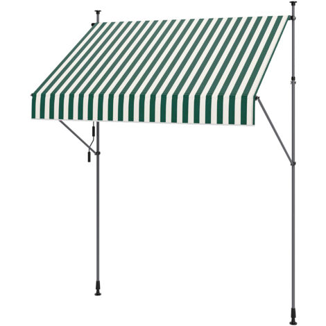 Outsunny Tenda Parasole con Supporti Regolabili e Manovella Verde e Bianco