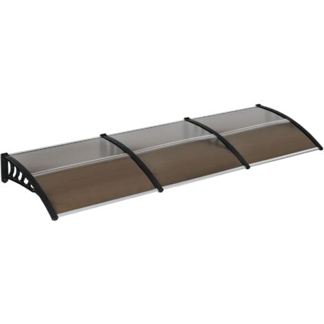 Outsunny Tettoia Esterna Finestre e Porte 303x96cm in Policarbonato Marrone