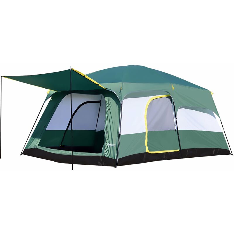

Tienda de Campaña Familiar 8-10 Personas Carpa Grande Acampada Protección Solar - Verde