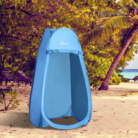 Outsunny Tienda de Ducha Pop Up con Protección UV Techo Impermeable y Asa para Camping Playa 100x100x185 cm Azul