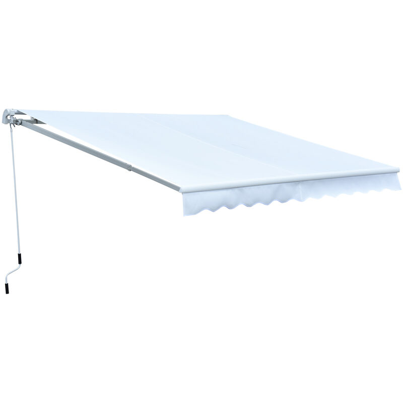 

Toldo Manual Plegable de Aluminio Ángulo Ajustable con Manivela para Exterior - Blanco