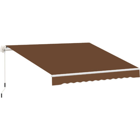 Outsunny toldo manual retráctil 295x245 cm toldo exterior terraza enrollable con manivela de metal protección UV toldo enrollable para balcón café