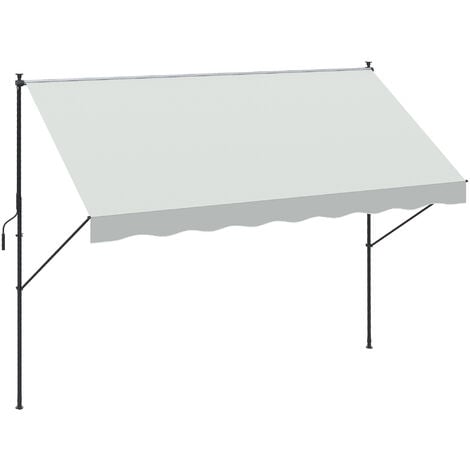 Outsunny toldo manual retráctil 300x175x210-310cm toldo ajustable con manivela protección solar UV40+ prueba de aiento para balcón jardín terraza