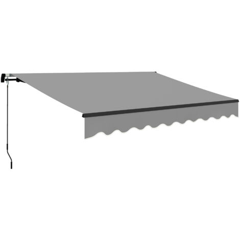 Outsunny toldo manual retráctil 360x220 cm toldo para balcón con manivela de aluminio y protección UV30+ toldo enrollable de exterior gris
