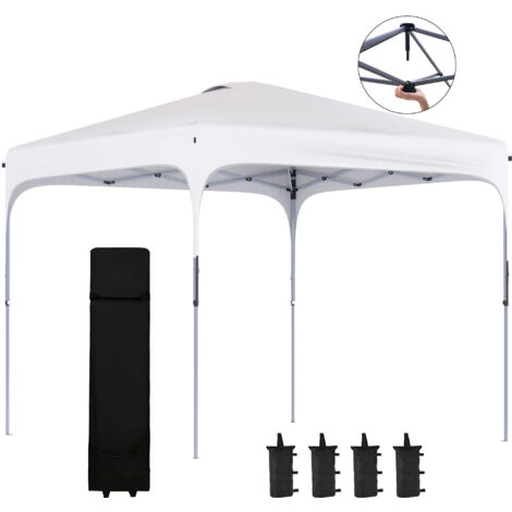 Outsunny – Tonnelle barnum de jardin pop-up pliant – Acier 100% Oxford – 253x253x268cm – Hauteur réglable 200cm – Sac de transport inclus