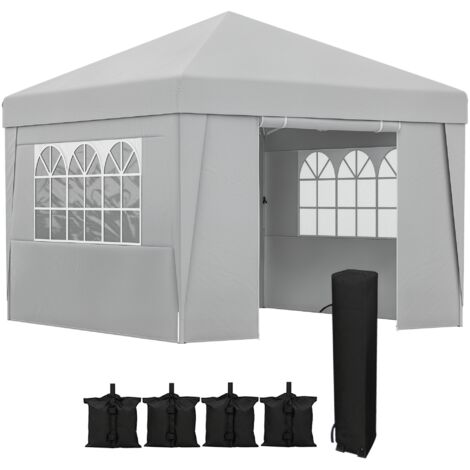 Outsunny – Tonnelle barnum pop-up pliant 298x298 cm – Acier et polyester Oxford 85g/m² – Sacs de lestage et transport inclus – Hauteur réglable 275 cm