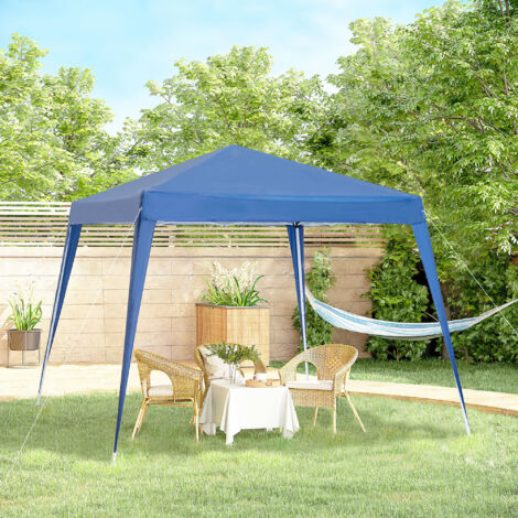 Outsunny Tonnelle de Jardin 3x3m Pop up Tente Pliable Acier Polyester imperméabilisé Anti UV avec Sac de Transport Bleu