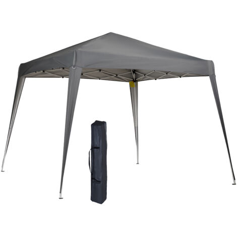 Outsunny Tonnelle de Jardin 3x3m Pop up Tente Pliable Acier Polyester imperméabilisé Anti UV avec Sac de Transport Gris