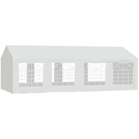 Outsunny Tonnelle jardin extérieur 4x8m barnum chapiteau polyéthylène 8 fenêtres acier galvanisé robuste blanc