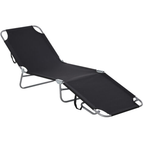 Outsunny transat pliable dossier réglable multipositions métal polyester noir