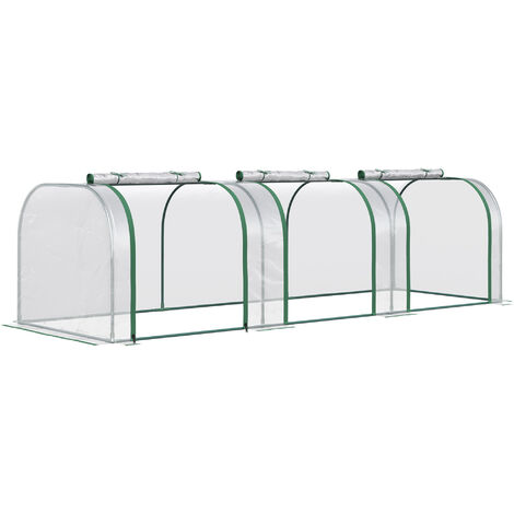 Outsunny Transparent PVC Greenhouse Steel Frame 300L x 100W x 80H (cm)