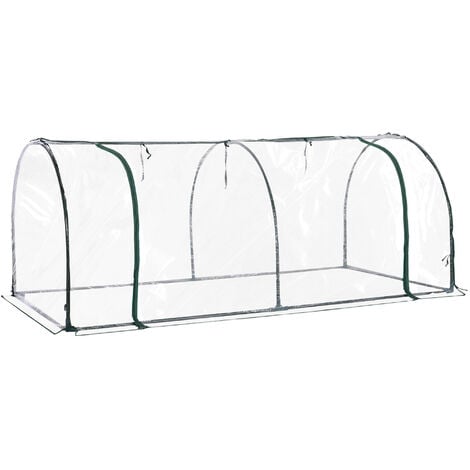 Outsunny Transparent PVC Tunnel Greenhouse Steel Frame 200L x 100W x 80H (cm)