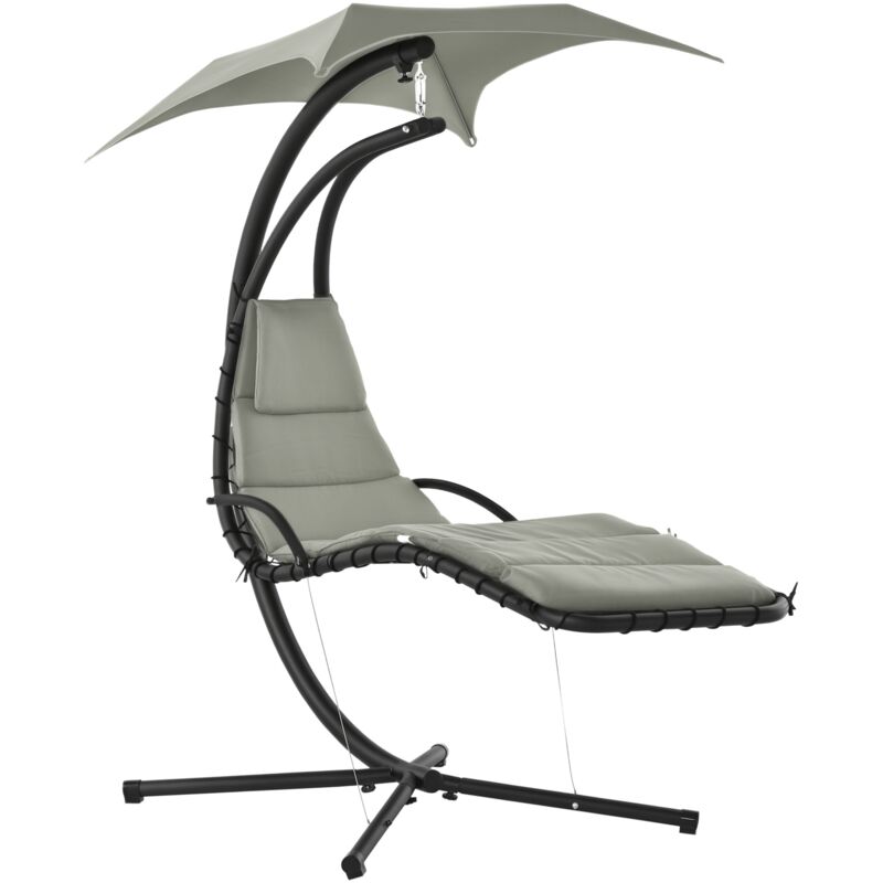 

Tumbona Colgante con Sombrilla Hamaca Sillón Balancín para Jardín con Toldo - gris y negro