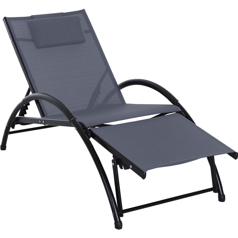 

Tumbona de Jardín Reclinable con Reposacabezas y Reposapiés Ajustable - Gris