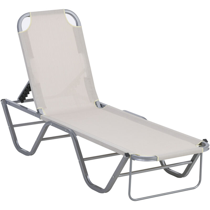 

Tumbona de Jardín con Respaldo Ajustable en 5 Posiciones Aluminio Exterior Beige - Beige