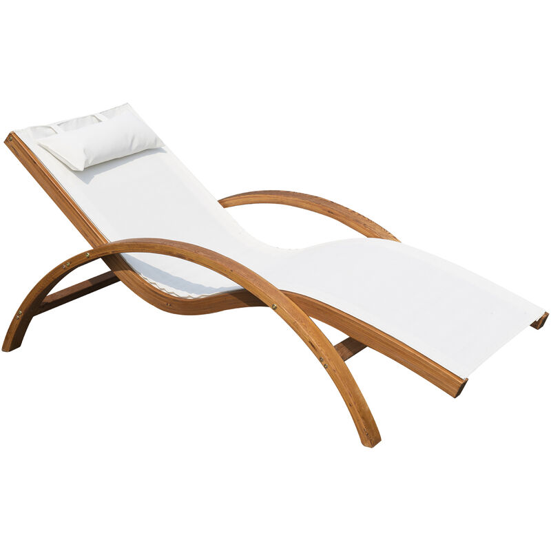 

Outsunny - Tumbona tipo Hamaca para Jardín Terraza Playa Piscina o Patio 161x72x68cm Blanco - Madera y blanco