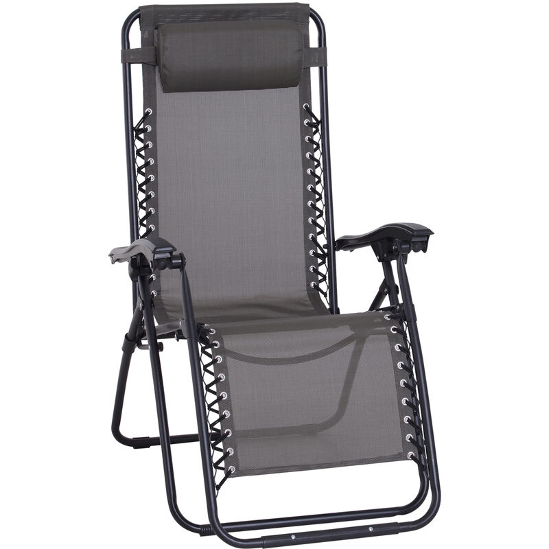 

Tumbona Plegable de Jardín Respaldo Ajustable Marco de Acero Transpirable Gris - Gris
