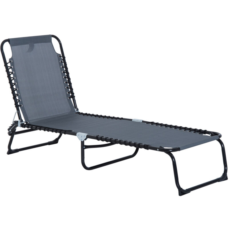 

Tumbona Plegable y Ajustable de 3 Posiciones con Sistema de Cordones Gris - Gris