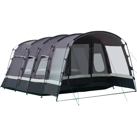 Outsunny Tunnel Design 8 Person Large Family Tent Camping Tent with Awning