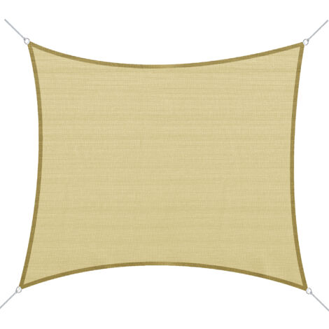 Outsunny – Voile d'ombrage rectangulaire 3x3 m en HDPE 185 g/m² – Protection UV 90 % – Installation facile – Couleur sable