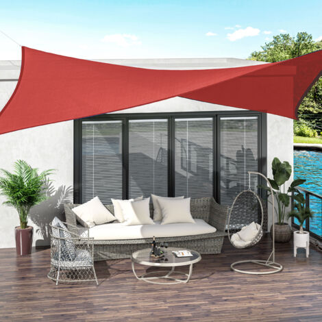 Outsunny Voile d'ombrage rectangulaire 4x6m toile ombrage extérieur protection anti-UV 185g/m² HDPE. pour jardin terrasse extérieur patio piscine balcon. brique terracotta