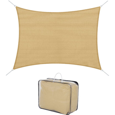 Outsunny Voile d'ombrage rectangulaire 4x6m toile ombrage extérieur protection anti-UV 185g/m² HDPE, pour jardin terrasse extérieur patio piscine balcon, sable