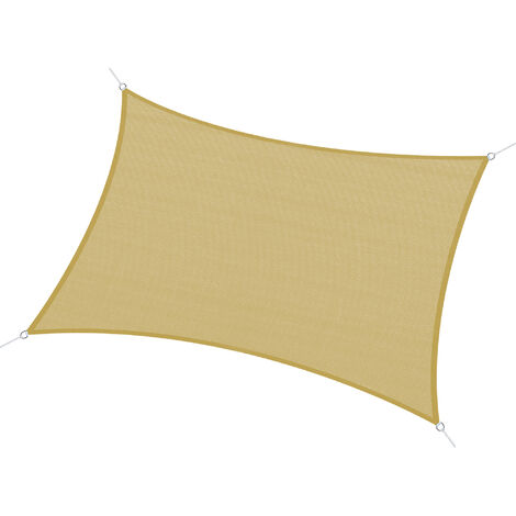 Outsunny – Voile d'ombrage rectangulaire 6x4m en HDPE 185g/m² – Bloque 90% des UV – Micro perforé pour circulation d'air – Œillets métal inclus