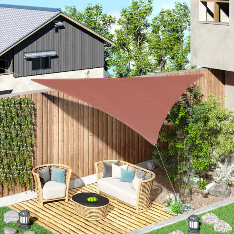 Outsunny Voile d'ombrage Triangulaire Grande Taille 3 x 3 x 3 m polyéthylène Haute densité résistant aux UV Coloris rouge rouille