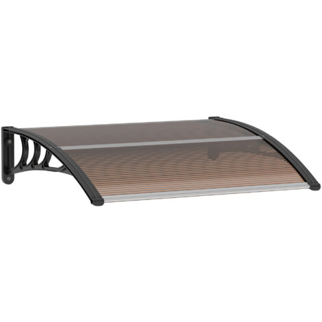 Outsunny Vordach Haustürvordach 75 x 100 cm Pultvordach Überdachung Polycarbonat Braun - Braun+Schwarz