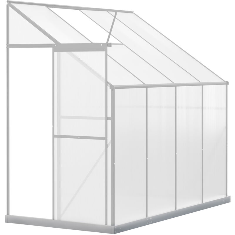 Walk-In Garden Greenhouse Aluminum Frame Polycarbonate Silver - Silver - Outsunny