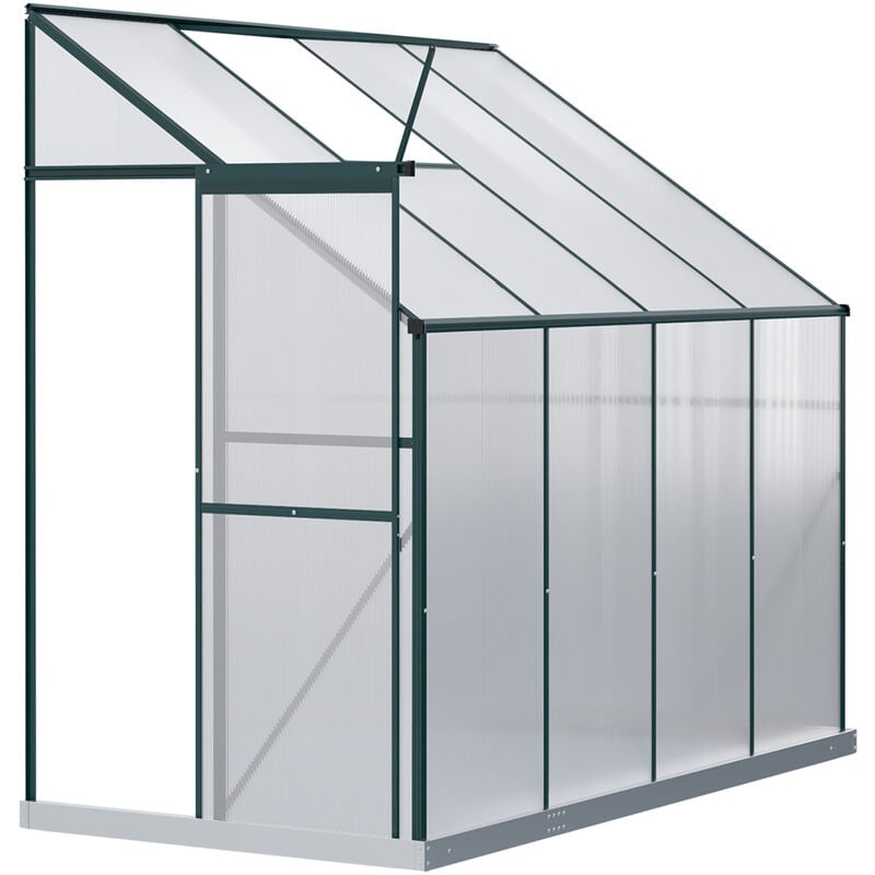 Walk-In Garden Greenhouse Aluminum Frame Polycarbonate Green - Green - Outsunny