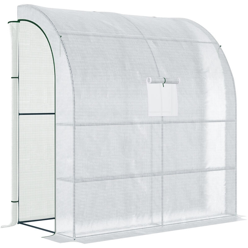 Outsunny - Walk-In Lean to Wall Greenhouse w/Window&Door 200Lx 100W x 213Hcm White