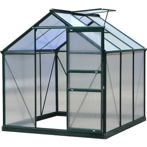 Outsunny Walk-In Polycarbonate Greenhouse Plant Grow Galvanized Aluminium 6 x 6ft