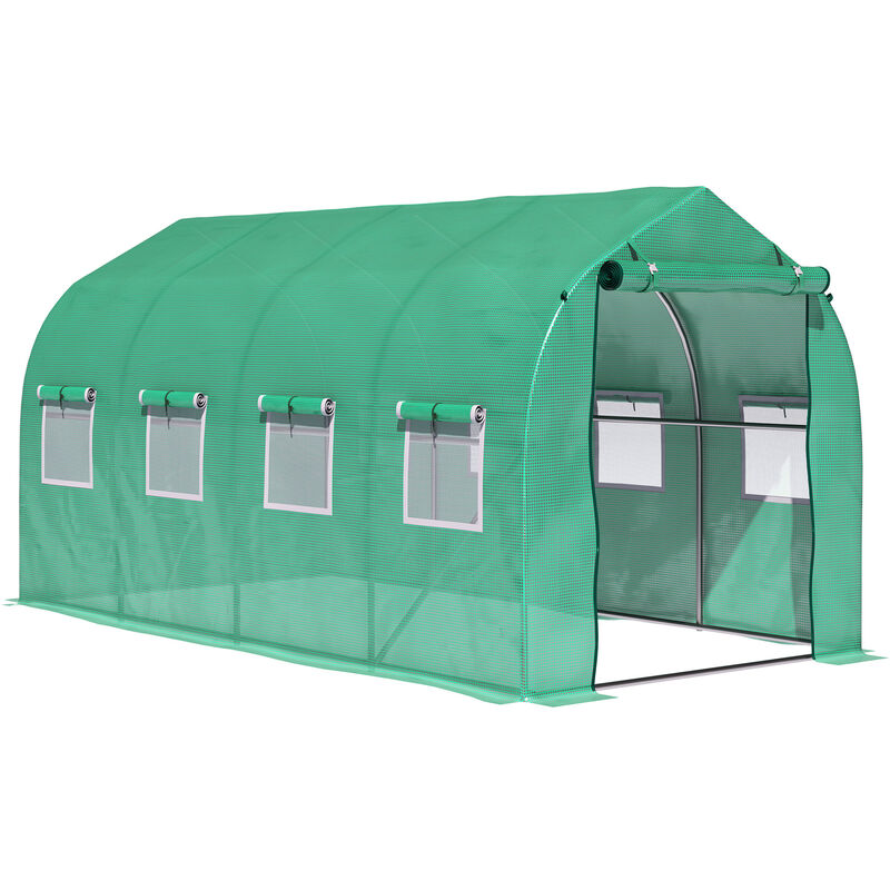 Outsunny Walk in Polytunnel Greenhouse with Windows and Door - 4 x 2 (m)