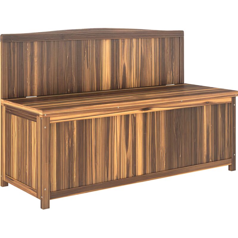 Outsunny - Wood Storage Bench for Patio, Outdoor Garden Seating, Brown