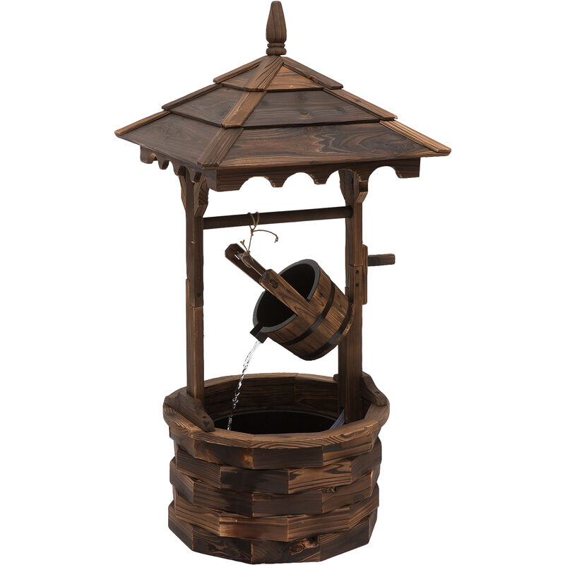 Wood Water Fountain Decorative Working Garden Ornament w/ Electric Pump - Outsunny