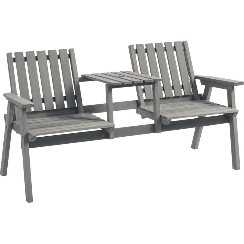 Outsunny - 2-Seater Wooden Garden Bench Patio Antique Loveseat with Armrest Grey