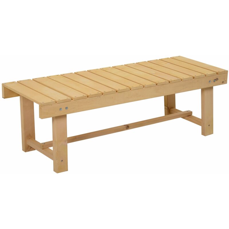 Outsunny - 2-seater Outdoor Indoor Garden Wooden Bench Patio Loveseat Fir 110L x 38W x 35H cm Natural