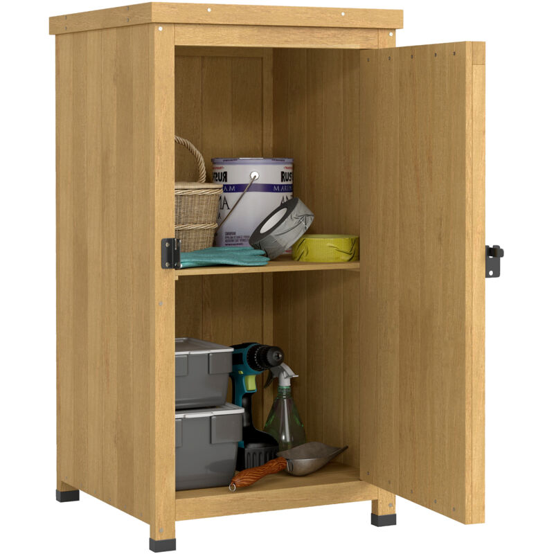 Outsunny Wooden Garden Shed, Garden Tool Storage Shed with Shelf Brown