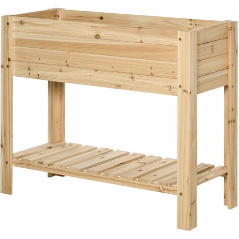 Outsunny Wooden Raised Garden Bed Plant Stand Box with Clapboard 100 x 40 x 84cm