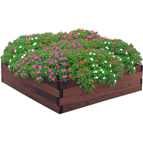 Outsunny Wooden Raised Garden Bed Planter Grow Containers Flower Pot 80 x 80cm