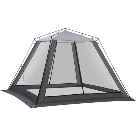 Outsunny Zelt aus Netzmaterial für 6-8 Pers., Grau+Schwarz, 3 x 3 x 2 m - Grau+Schwarz