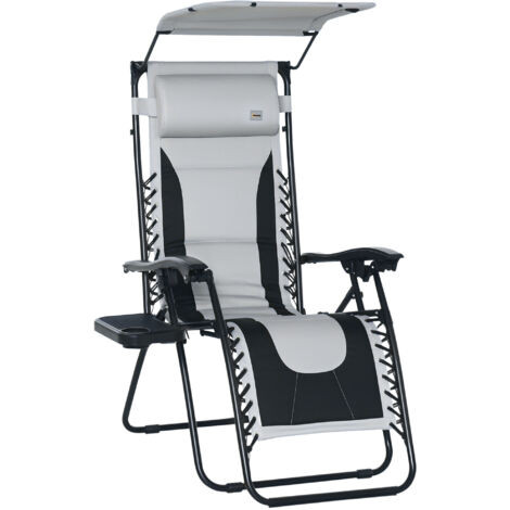 Outsunny Zero Gravity Lounger Chair, Folding Camping Reclining Chair Grey
